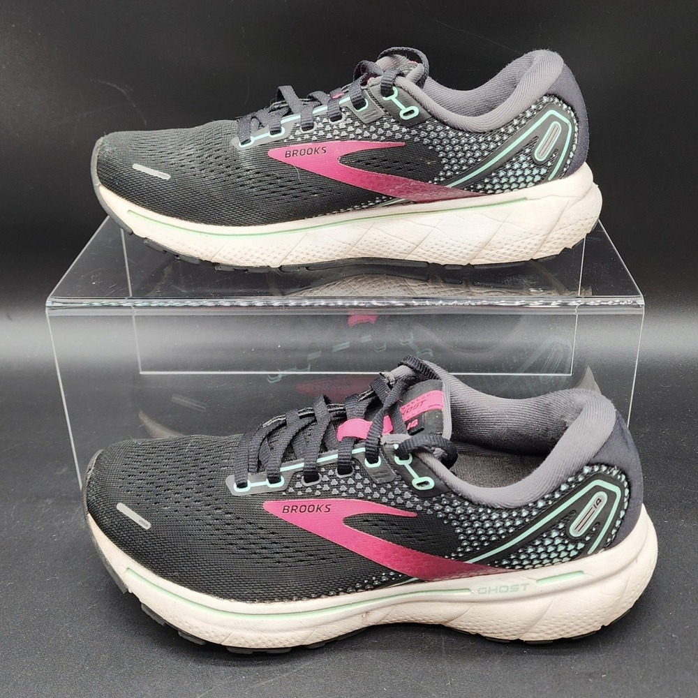 Brooks 8.5 Black Ghost 14 Road Running Shoes Pink Teal Athletic Gym Workout